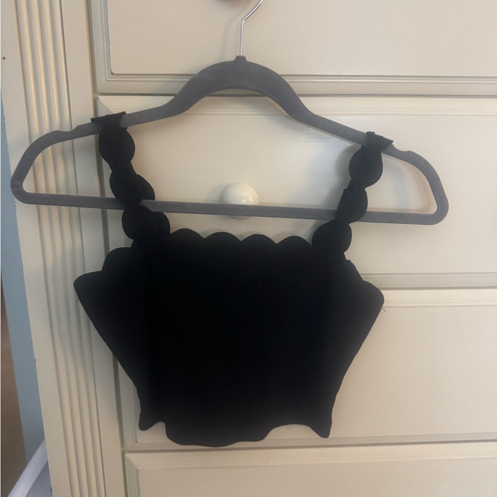 Black Scalloped Women's Top